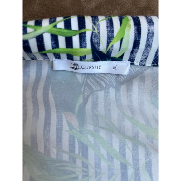 Cupshe Floral Shirt Dress Cover-Up 3/4 Sleeves Button Up‎ Women’s Size XL - Picture 3 of 6